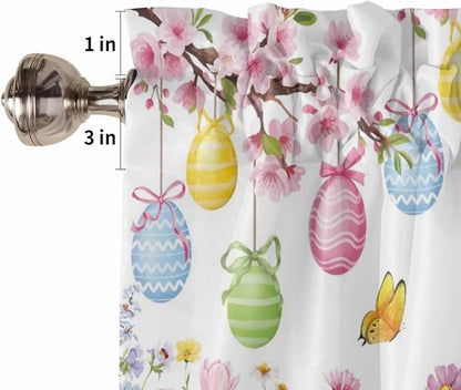 Happy Easter Kitchen Curtains 45 Inches length, Spring Watercolor Bunny Eggs - Image 6