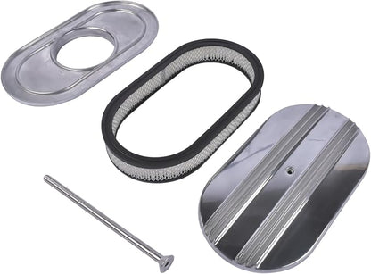GELUOXI 15" Oval Half Finned Polished Aluminum Air Cleaner Replacement - Image 6