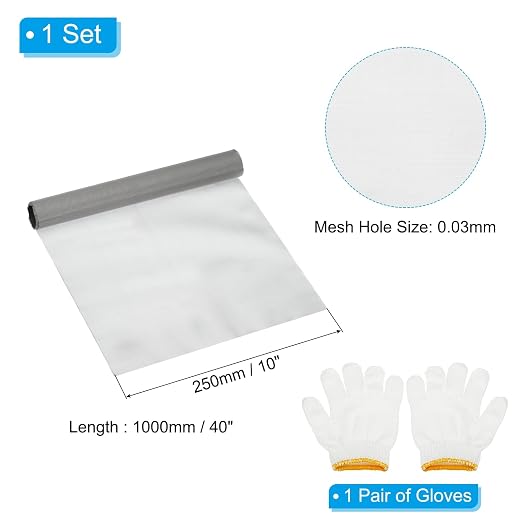 PATIKIL 40" L x 10" W Woven Wire Mesh, 400 Mesh 304 Stainless Steel Air Vent - Image 2