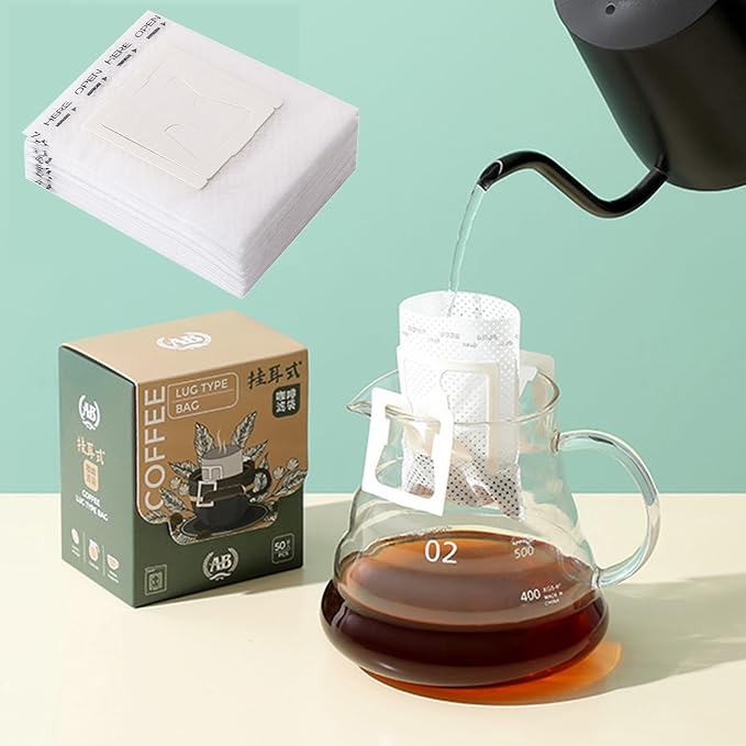 SZLYTYUN 50PCS Portable Coffee Filter Paper Hanging Ear Drip Coffee Single - Image 4