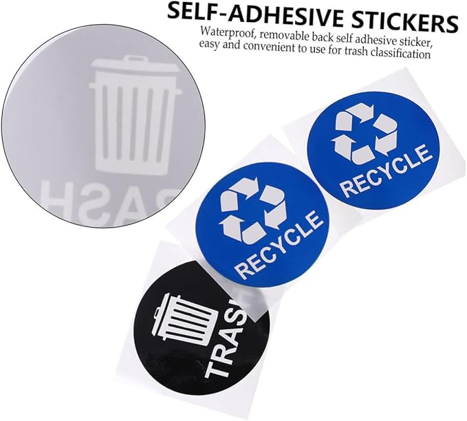 NUOBESTY 8pcs Recycle Sticker for Trash Can Waste Sorting Decals PVC Material - Image 6