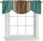 Teal Blue Brown Tie Up Valance Curtains by Unknown