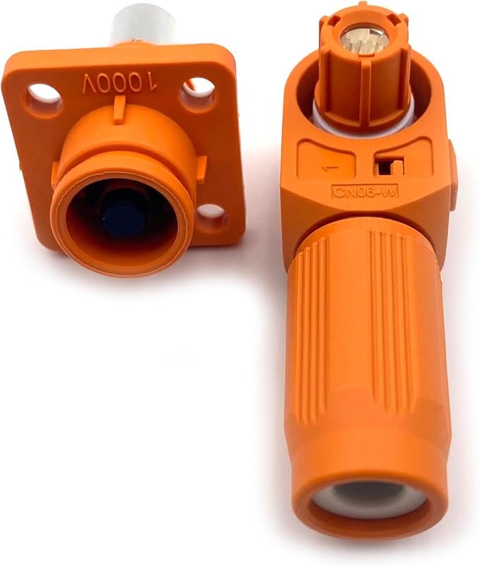 1 Set Battery Energy Storage Connector, 120A High Current Connectors Quick Plug Terminal Orange Right Angle Plug and Socket IP67 Waterproof Power Adapter Crimping 25mm² Wiring (1000V)