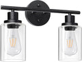Unicozin 2 Light Vanity Lights, Black Wall Sconce Light with Clear Glass, Bathroom Light Fixtures, Wall Lights for Mirror, Living Room, Bedroom, Hallway, E26 Base (Bulbs Not Included)
