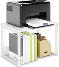 MARTY Printer Stand with Storage for Desk, Desktop Printer Stand Shelf Organzier for Home/Office Heavy Duty Printer Riser Under Desk Small Printer Table for Fax Machine Copier Scanner(White)