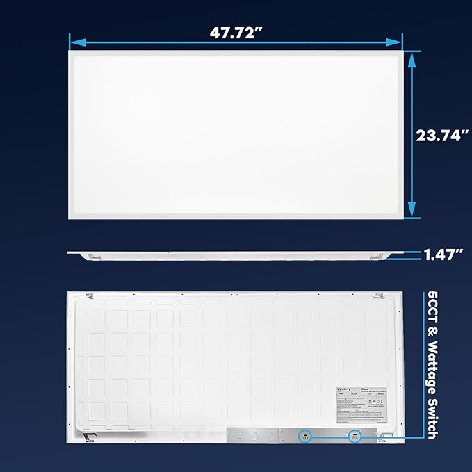 LUXRITE 2x4 FT LED Flat Panel Light, 5CCT Color Selectable 3000K 3500K 4000K 5000K 6500K, Wattage Selectable 30W/40W/50W, 6250 Lumens, LED Drop Ceiling Lights, 0-10V Dimmable, DLC & ETL (48 Pack)