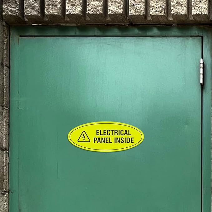 Signs ByLITA Oval Electrical Panel Inside Sign (White/Red) - Medium 2 Pack