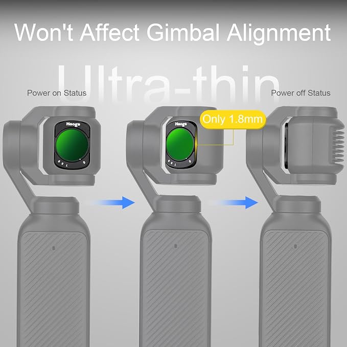 Haoge Magnetic Filters Set for DJI Osmo Pocket 3, Includes CPL, 1/4 Black - Image 3