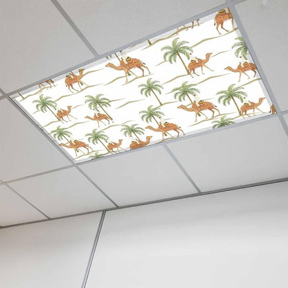 Fluorescent Light Covers for Drop Ceiling Abstract Brown Camels Palm-Trees by Unknown