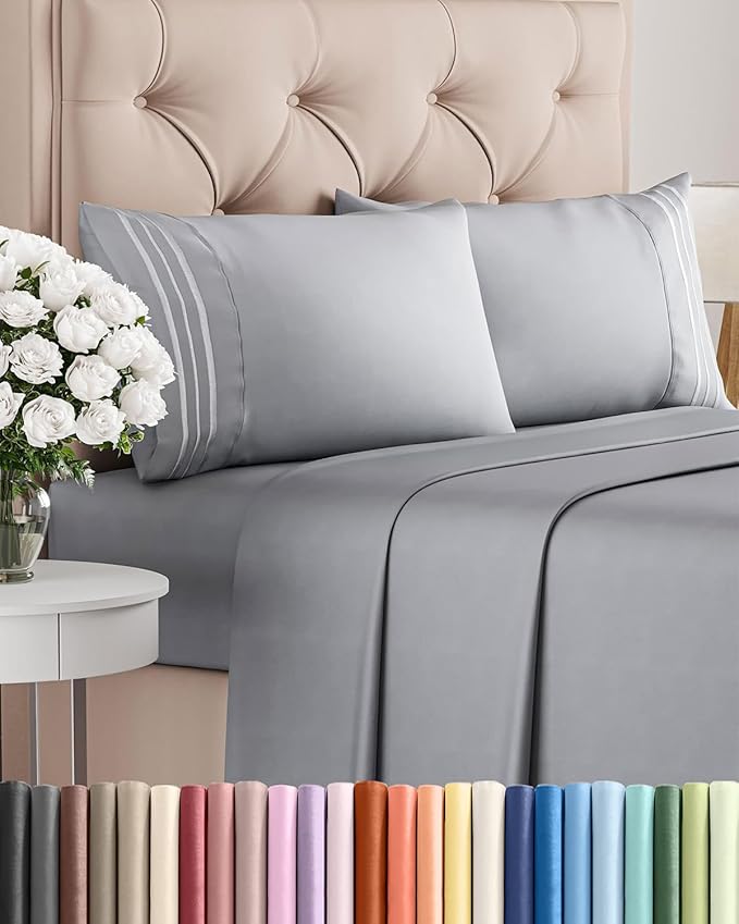 King Size 4 Piece Sheet Set - Comfy Breathable & Cooling Bed Sheets Set - Hotel Luxury Bedding for Women, Men, Kids, Teens, Boys & Girls - Deep Pockets, Soft and Wrinkle Free - Oeko-Tex - Steel Blue