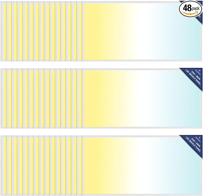 LUXRITE 2x4 FT LED Flat Panel Light, 5CCT Color Selectable 3000K 3500K 4000K 5000K 6500K, Wattage Selectable 30W/40W/50W, 6250 Lumens, LED Drop Ceiling Lights, 0-10V Dimmable, DLC & ETL (48 Pack)