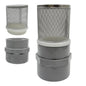 1/2" inch stainless steel filter cover connected to 1/2" grey pvc filter DN15 by AIMCOCO