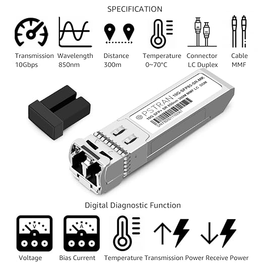 OPSTRAN 10GBASE-SR SFP+ Optical Transceiver Module Compatible with Mikrotik S+85DLC03D 850nm 300m DDM Duplex LC MMF