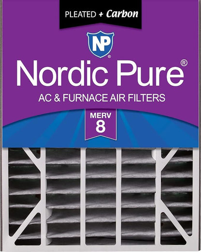 Nordic Pure 20x25x5 Air Bear AC Filter Replacement MERV 8 Pleated Plus Carbon 1 by NordicPure