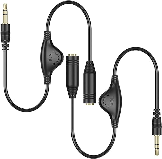 PChero 3.5mm Headphone Extension Cables, 2pcs 3.5mm Male to Female Stereo Audio Extension Cord with Volume Adjustment Control for Smartphone Tablets MP3 Players - 10inch