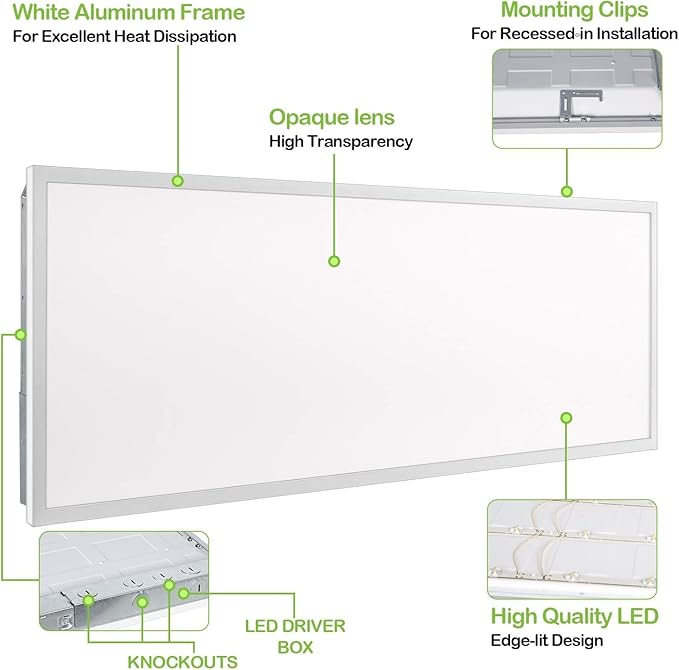 hykolity (6 Pack 2x4 FT LED Flat Panel Troffer Light, 30/40/50W 3-Wattage Selectable, 0-10V Dimmable, 5000K 5500lm Lay in Fixture for Office, 3-Lamp F32T8 Fixture Replacement