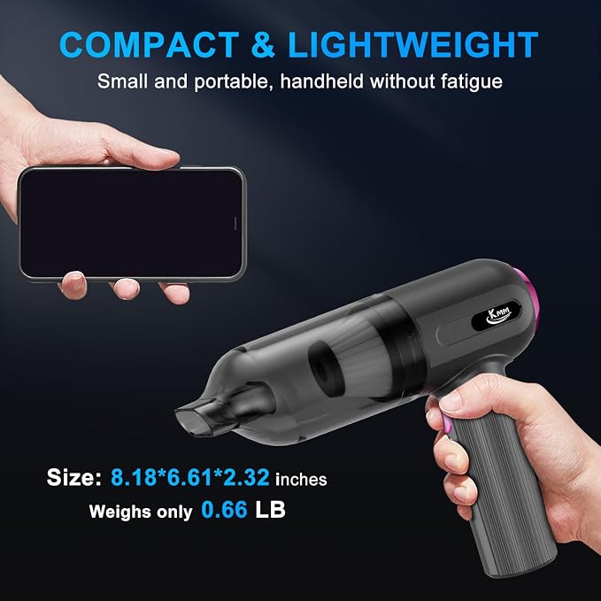 KMM Handheld Car Vacuum Cleaner, 4 in 1 Vacuum Cleaner 16000Pa Air Duster - Image 6
