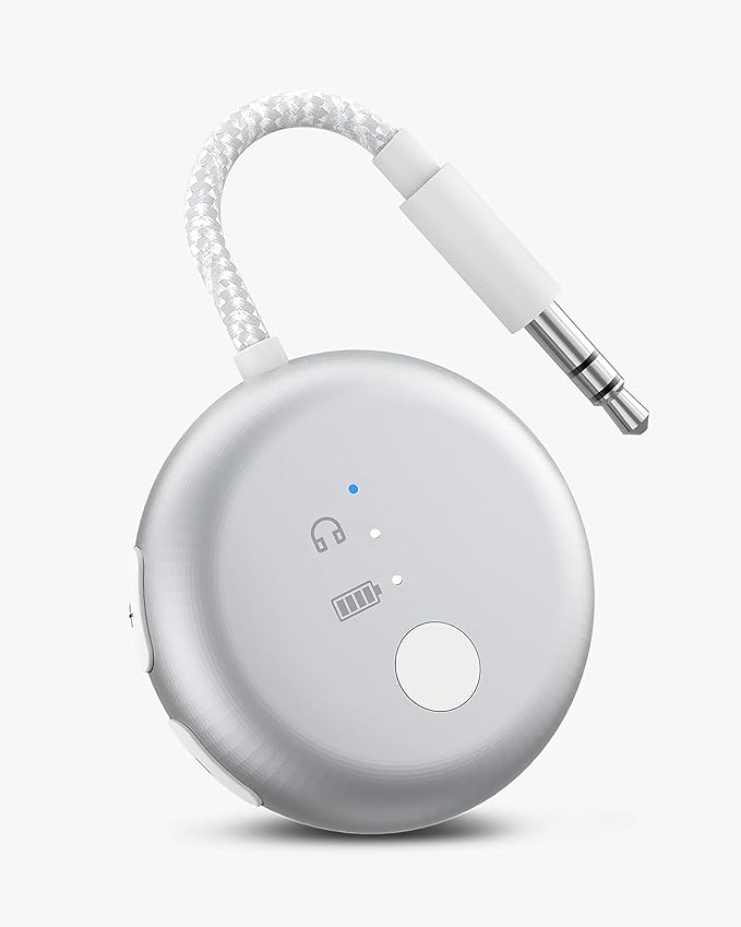 Avantree SoundJet R1 – 25Hr Airplane Bluetooth Adapter for All AirPods (Pro/Max) with Qualcomm Chipset & aptX Adaptive, Wireless Audio Transmitter for Flight Travel, Works with Bose & Other Headphones