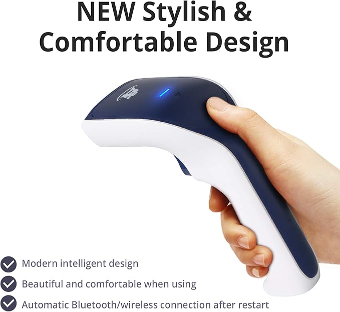 ScanAvenger Wireless Portable 1D Bluetooth Barcode Scanner: Hand Scanner 3-in-1, Cordless, Rechargeable Scan Gun for Inventory - USB Barcode Reader (1D Only No QR with No Next Gen Stand)