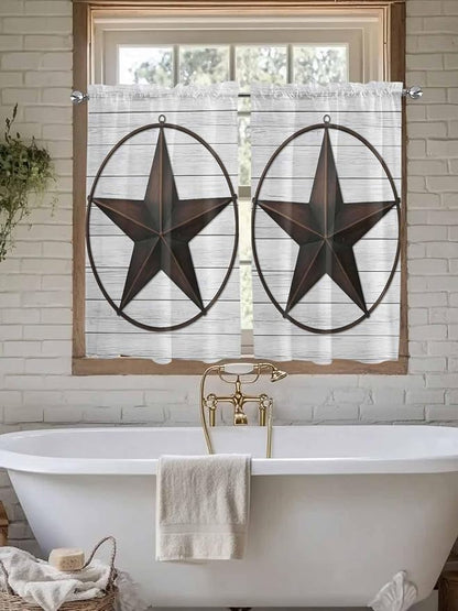 Vintage Farm Western Star Window Valance Curtains, 2 Panel - Image 5