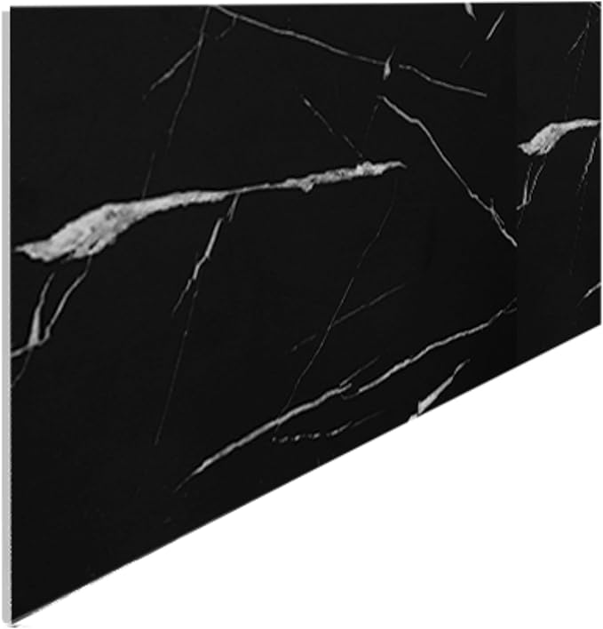 Dundee Deco Faux Marble Wall Panels - 2 ft X 4 ft - Glossy, Waterproof Indoor Wall Cladding - Black, White Veins - Set of 4 - Covers 31 sq ft