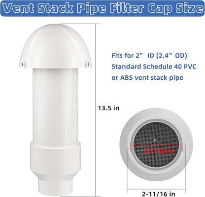 2 Inch Vent Stack Pipe Filter, Sewer Vent Septic Filter Vents Pipe Cap - Image 2