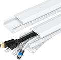 TV Cable Hider - 62.8in PVC Cord Hider Cable Management Wall, Paintable Cord Concealer for Wall Mounted TV, Cables Raceway White Wire Hider, Wall Wire Covers for Cords, 4* L15.7in *W1.2in *H0.59in