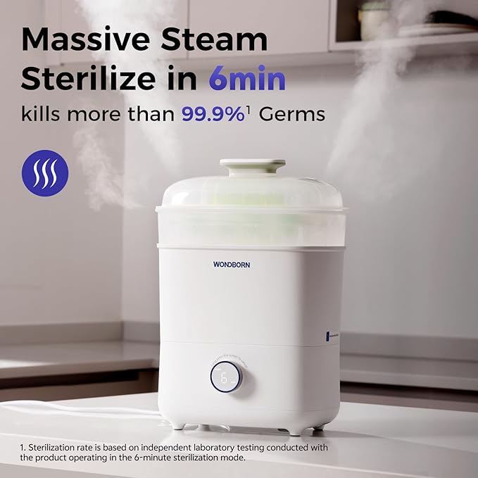 Bottle Sterilizer and Dryer, 99.999% Deep Sterilization, 6-min Rapid Disinfection, Up to 12 Bottles, HEPA Filter, All-in-One for Baby Bottles, Breast Pump Parts & Newborn Essentials