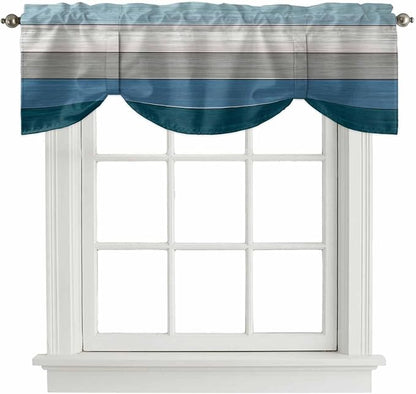 Blue Ombre Wooden Tie Up Valance Curtains by Unknown