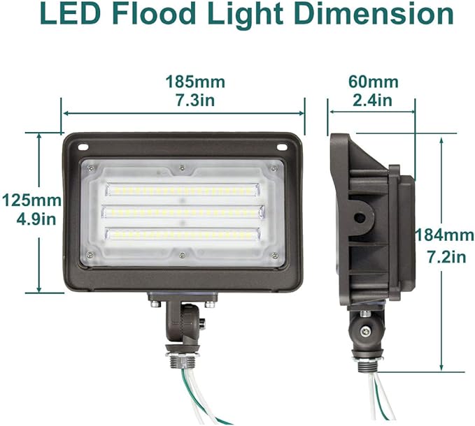 kadision LED Flood Light Outdoor with Dusk to Dawn Photocell, 50W 6500LM IP65 Waterproof Adjustable Knuckle Mount LED Flood Lights 5000K 100-277V ETL Listed
