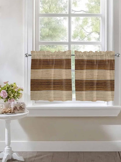Retro Country Brown Wooden Board Window Valance Curtains, Farmhouse Gradient - Image 5