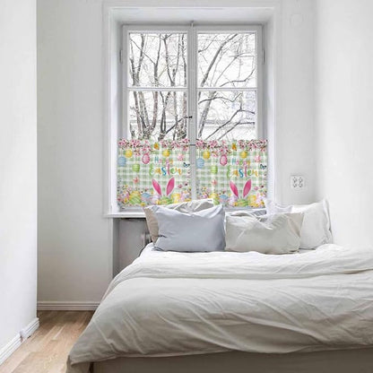 Happy Easter Half Window Curtains 24 Inches Long, Spring Bunny Eggs Flower Sage - Image 5