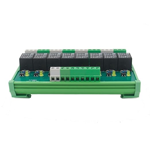 GAEYAELE 8 Channel Interface Relay Module 12VACDC DIN Rail Panel Mount for Automation PLC Board (FY-T738-12VACDC)