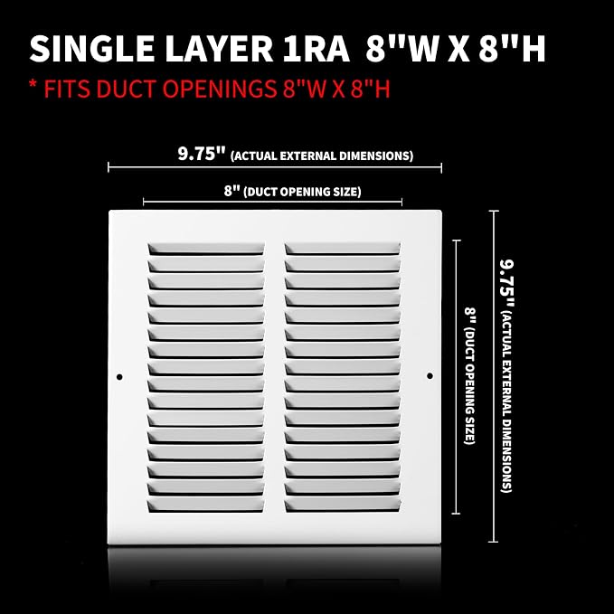 8x8 Vent Cover, Air Return Vent Cover, Flat Vent Cover, Rejillas De Aire - Image 3
