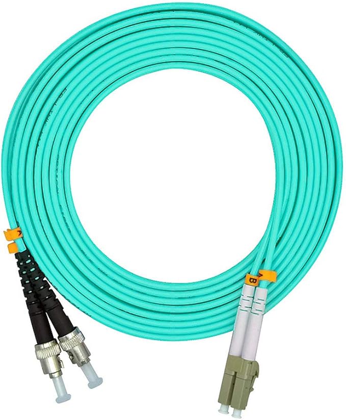 Jeirdus 50Meters 160ft LC to ST Duplex 50/125 10G OM3 Multi-Mode Fiber Optic Cable Jumper Optical Patch Cord LC-ST