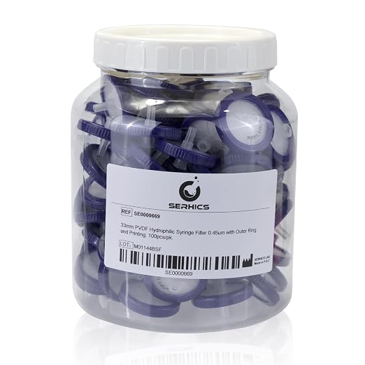 Syringe Filters Hydrophilic PVDF 33 mm 0.45 um by SERHICSLAB