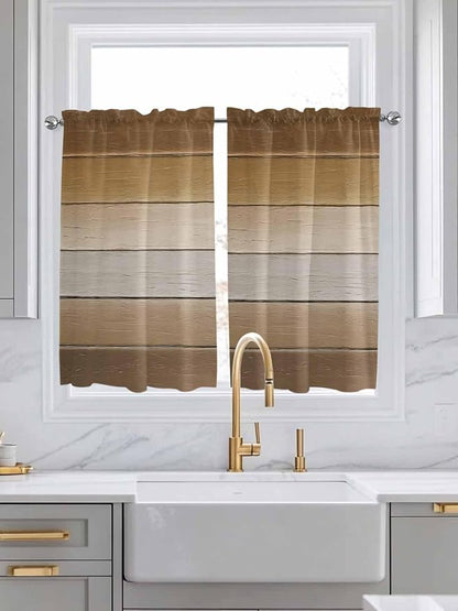 Vintage Brown Gradient Wood Grain Window Valance Curtains, Farmhouse Wood Barn - Image 2