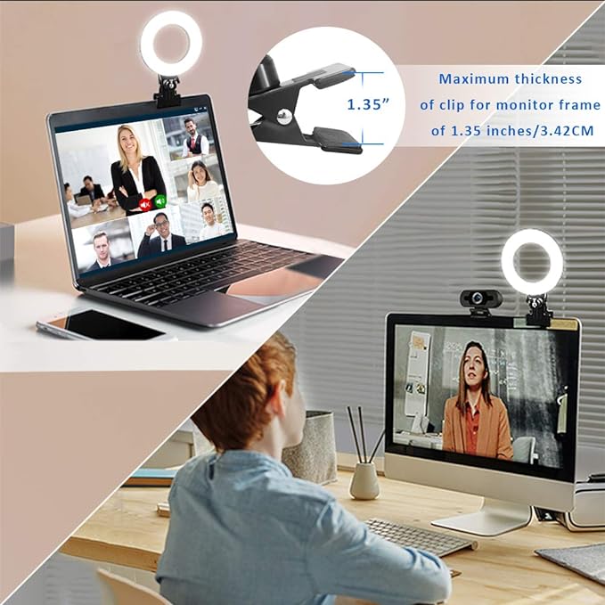 Cyezcor Video Conference Lighting Kit, Ring Light for Monitor Clip On,for Remote Working, Distance Learning,Zoom Call, Self Broadcasting and Live Streaming, Computer Laptop Video Conferencing