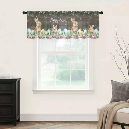 Easter Sheer Valances for Windows 60"x18", Light Filtering Kitchen Curtains - Image 9