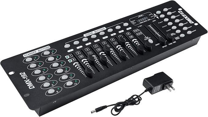 TCFUNDY DMX 512 Controller, 192 Channel DMX Light Controller Stage Lighting Console for Party DJ Disco Lights Show Night Club