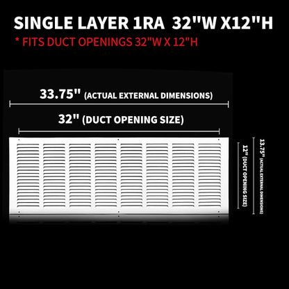 32x12 Return Air Grille, Air Return Vent Cover, Flat Vent Cover, Rejillas De - Image 2
