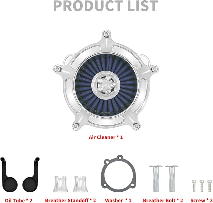 HDBUBALUS Motorcycle Air Filter Air Cleaner Intake System Cleaner Fit - Image 5