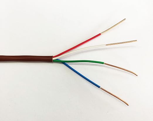 EASTWIRE 18/4 500ft Thermostat Wire, Solid Copper Wire, 18 Gauge Conductor, ETL Listed CL2 Power Limited Circuit Cable for Indoor/Outdoor Low Voltage Applications Use,Brown