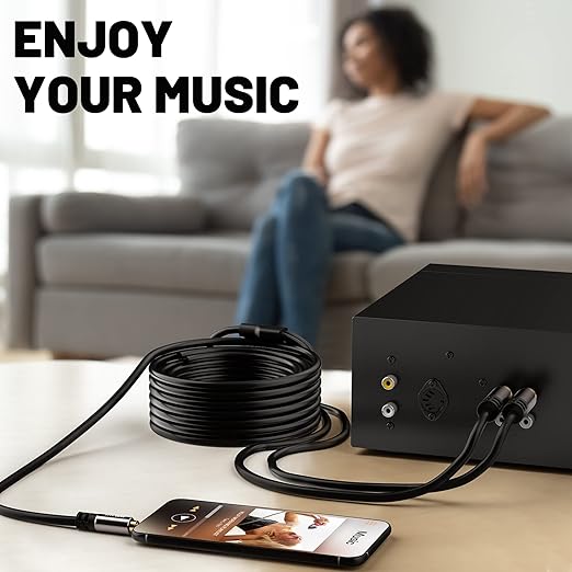 2 Pack 8FT 3.5mm to RCA Stereo Audio Adapter Cable, Auxiliary RCA Y Splitter Cord, Shielded Hi-Fi Sound Cord, For Headphone, MP3, Tablet, Speaker, HDTV & More
