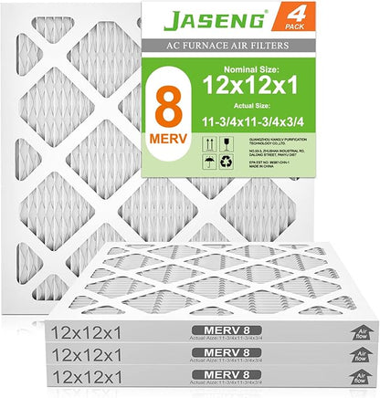 12x12x1 AC Furnace Air Filters, MERV 8 Dust Defense, JASENG MPR 600 Pleated by NewFilter