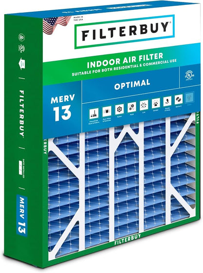 Filterbuy 20x25x6 Air Filter MERV 13 Optimal Smoke & Allergy Defense, Pleated by Filterbuy