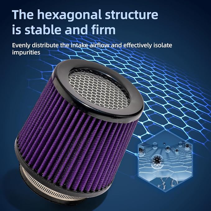 3" 3.5" 4" Inlet Car Replacement Cold Air Intake Filter 76mm 89mm 102mm 3 Sizes - Image 2