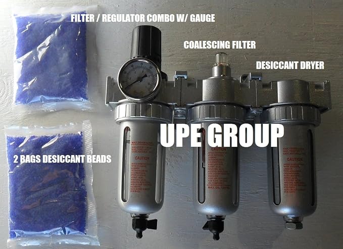 3/8" COMPRESSED AIR PARTICULATE FILTER WATER TRAP/PRESSURE REGULATOR/DESICCANT by Unknown