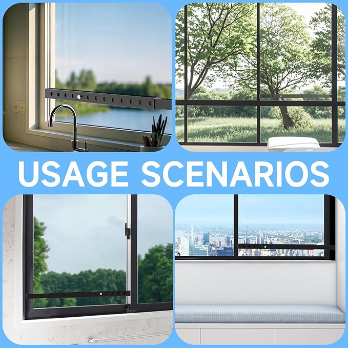 ZhouDaShu Adjustable Window Security Bars, Window Bars Security Inside Vertical, Window Bar Lock Prevent Burglary, Window Safety Bars for Children, Window Stick Extends from 16.3-29.3 In(Black -1 pcs)
