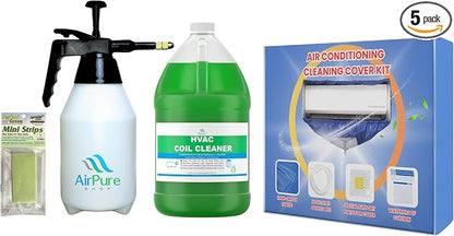 Mini Split Cleaning Kit with 3.78L No-Rinse Coil Cleaner, Odor Treatment Tab & by Air+Pure+Shop